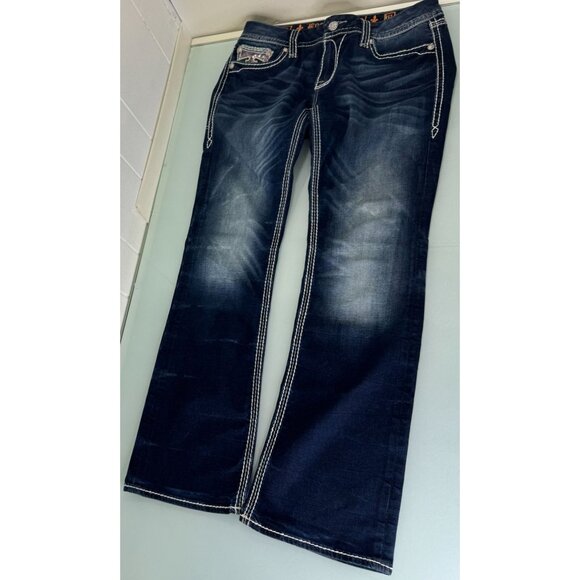 Rock Revival Jacklyn Boot Jeans Women's 32 Embellished Pockets Thick Stitch Y2K - Picture 2 of 12